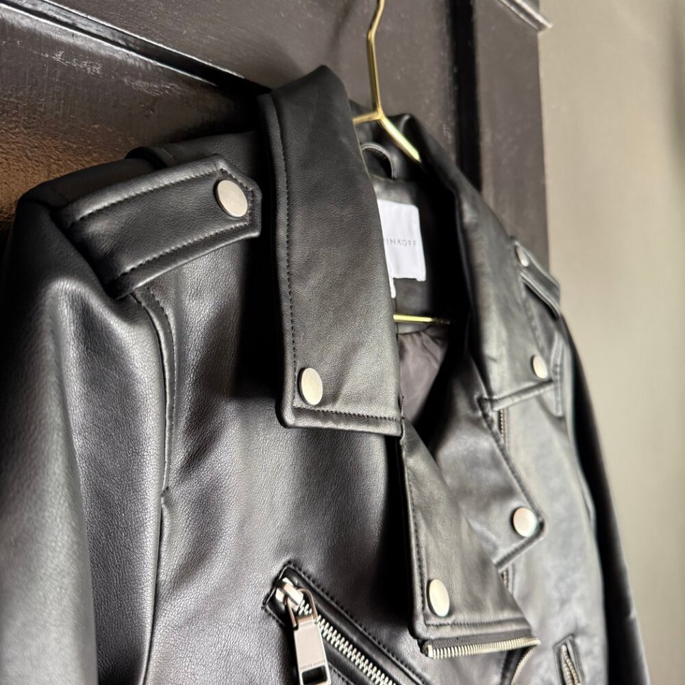 Rebecca Minkoff “Jett Moto” Black Faux Leather Jacket NWT Size M - Picture 3 of 11